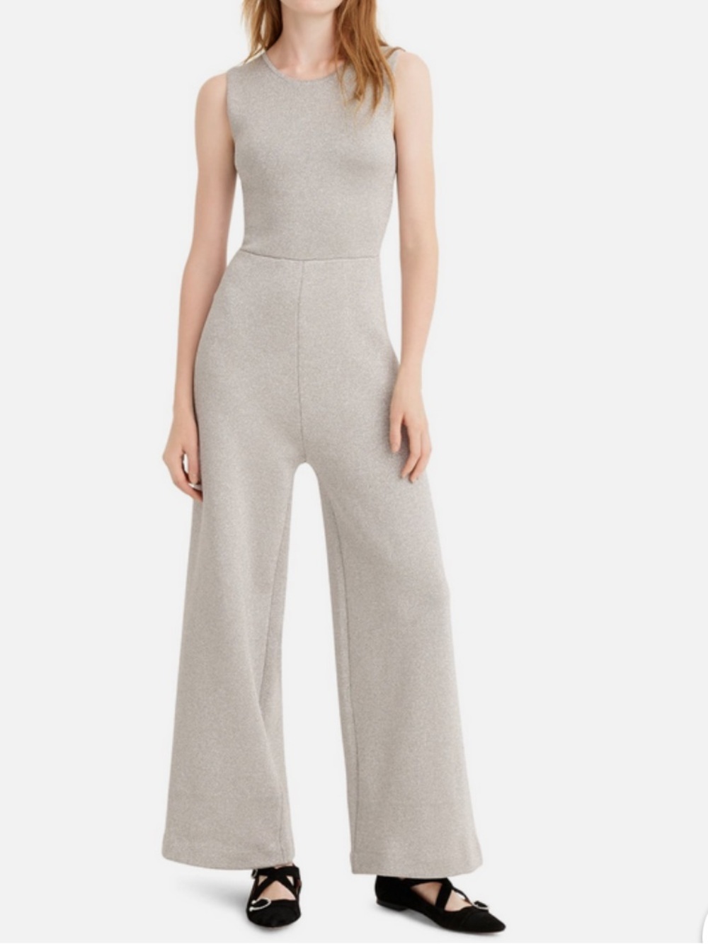 J.CREW Sleeveless Lurex Jumpsuit with Velvet Tie Silver Medium NWT $188